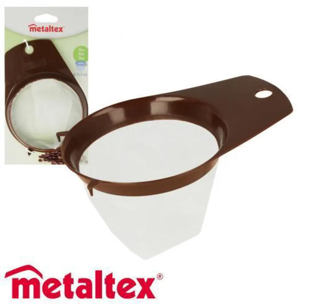 Metaltex Koffiefilterhouder Nylon 12x12cm - Bruin/Wit