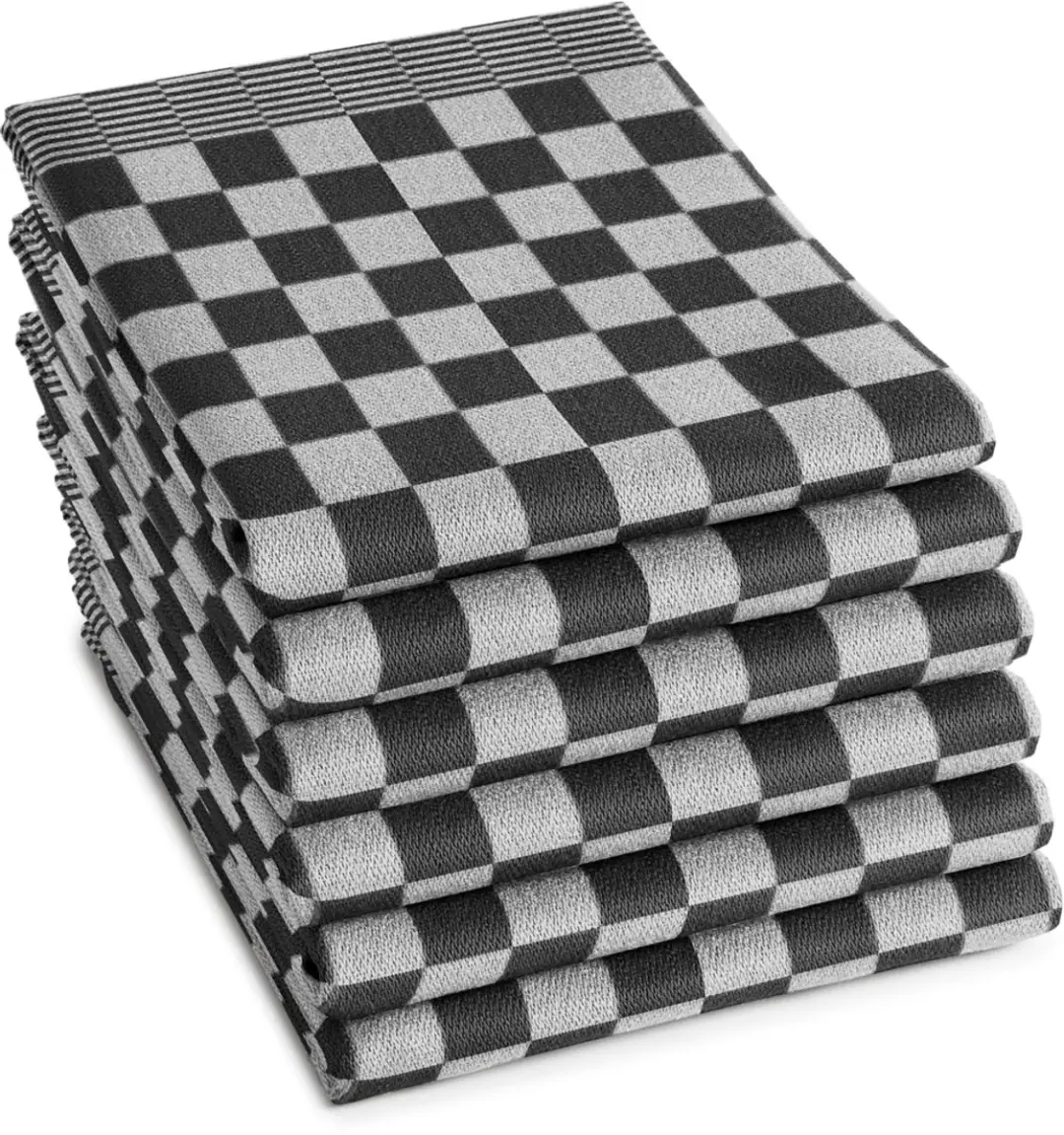 DDDDD Barbeque Theedoeken Set - 6 Stuks 65x65cm - Zwart