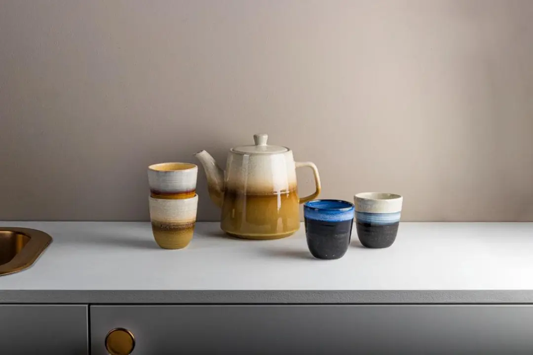 Gusta Theepot Retro 1L - 6 Kopjes - Bruin/Grijs