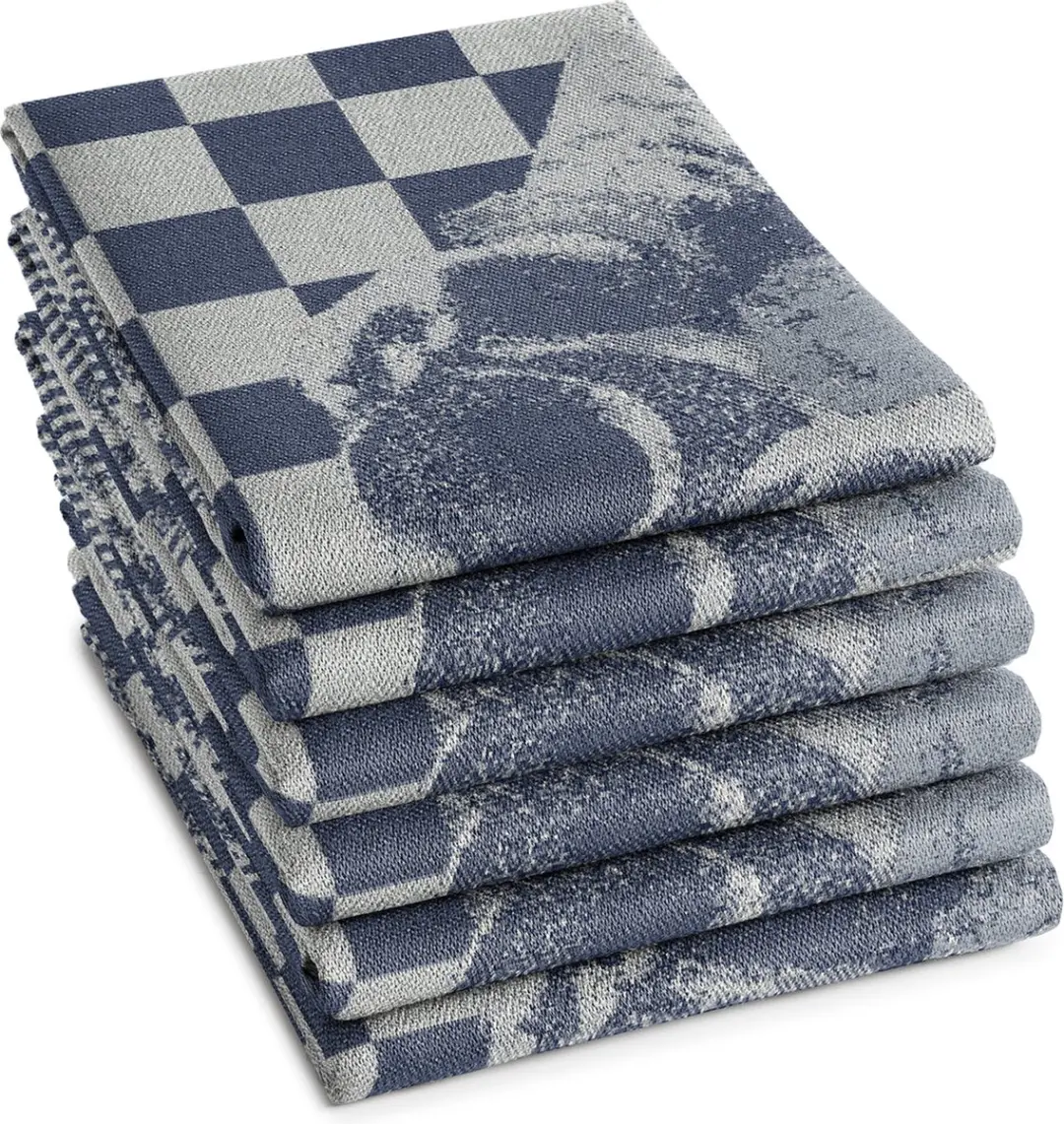 DDDDD Theedoek Melkmeisje - 6 Stuks - Blauw