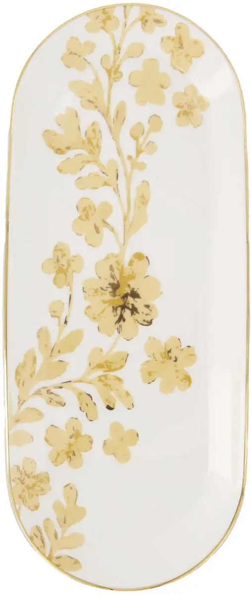 Zusss Serveerschaal Ovaal Bloempatroon Keramiek - Multicolor