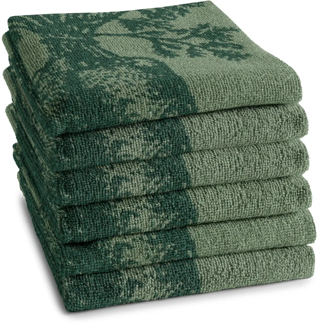 DDDDD Keukendoeken Groentenprint 6 Stuks - 50x55cm - Badstof - Groen