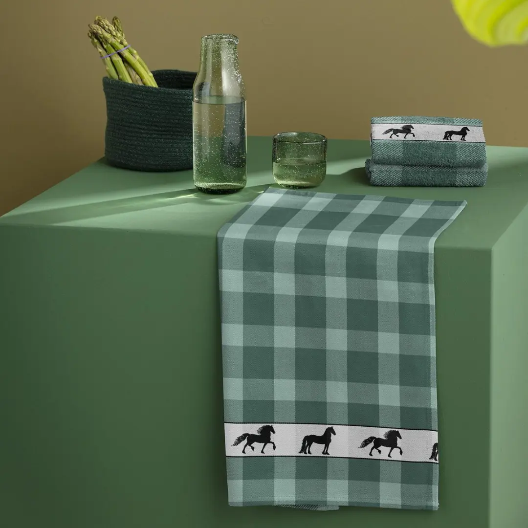 DDDDD Shanti Theedoeken - 6 Stuks 60x65cm - Geruit Groen Badstof