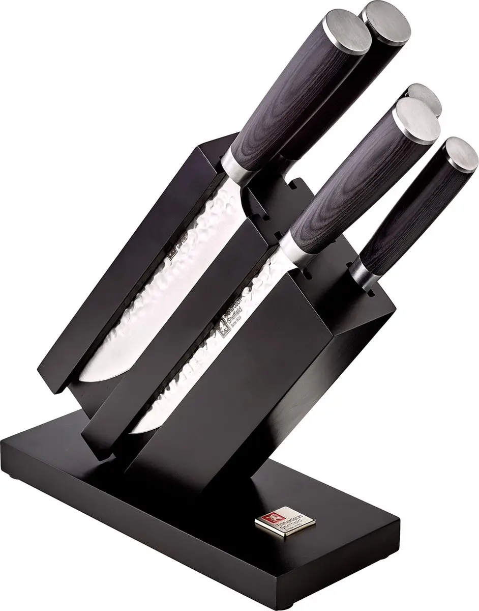 Richardson Sheffield Uta 5-delige messenset - Gehamerd - Pakka hout - Zilver/Zwart