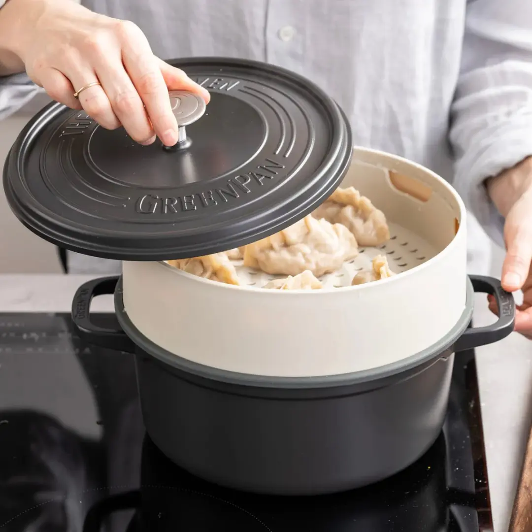 GreenPan Steamy Stoommandje 24cm - Crème