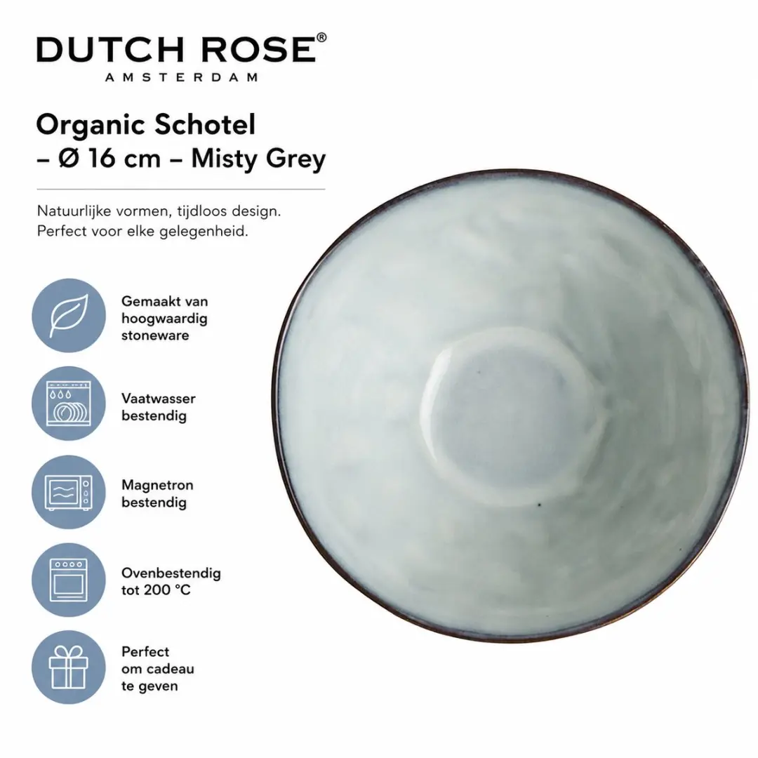 Dutch Rose Organic Kommen Ø11,5cm - Blauw Handgemaakt Stoneware