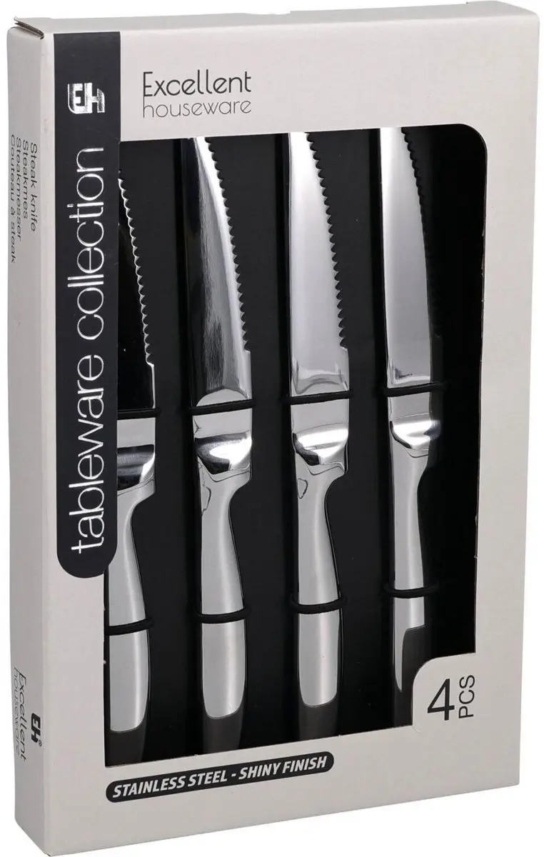 Excellent Houseware BBQ Steakmessen 8-delig - RVS 22cm - Kartels