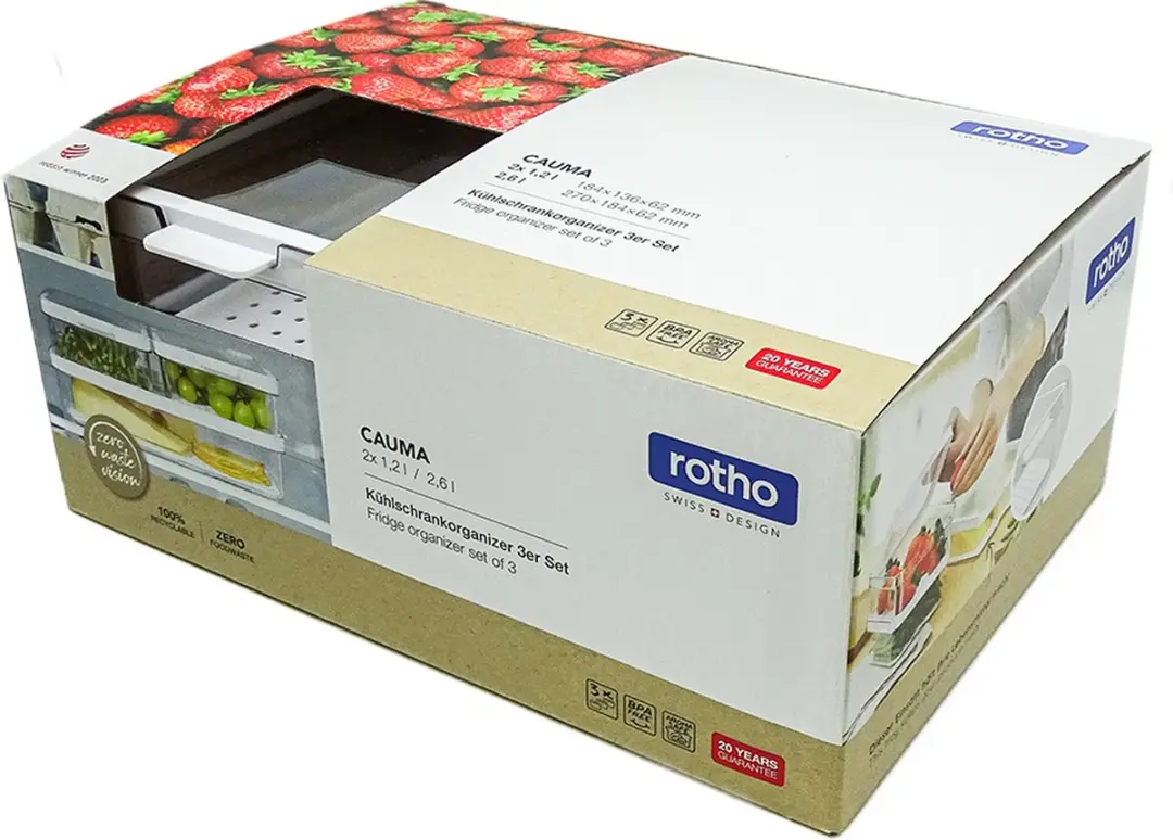 Rotho Cauma Koelkastorganizer Set - 3 Stuks 5,0L Transparant