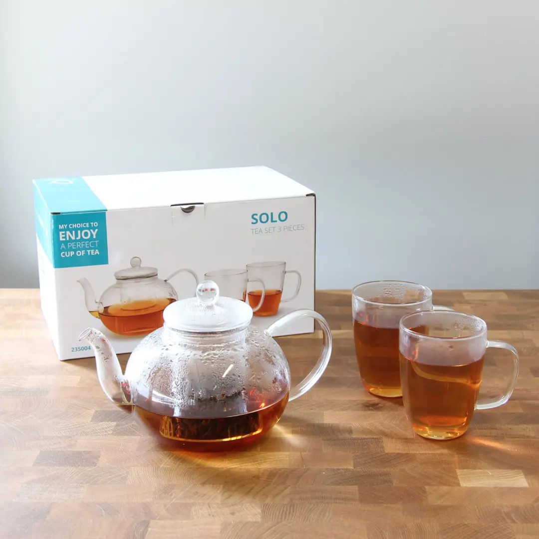 Bredemeijer Theepot Glas 1L met Zeef & 2 Glazen - Transparant - afbeelding 6 van 6