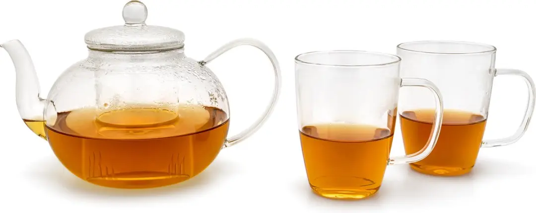 Bredemeijer Theepot Glas 1L met Zeef & 2 Glazen