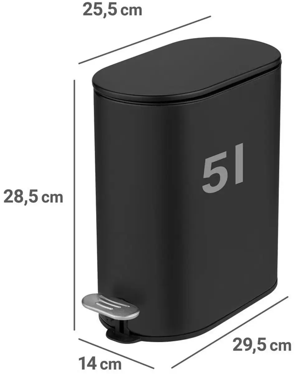 Wenko Collungo Afvalemmer 5L - Zwart - afbeelding 6 van 6