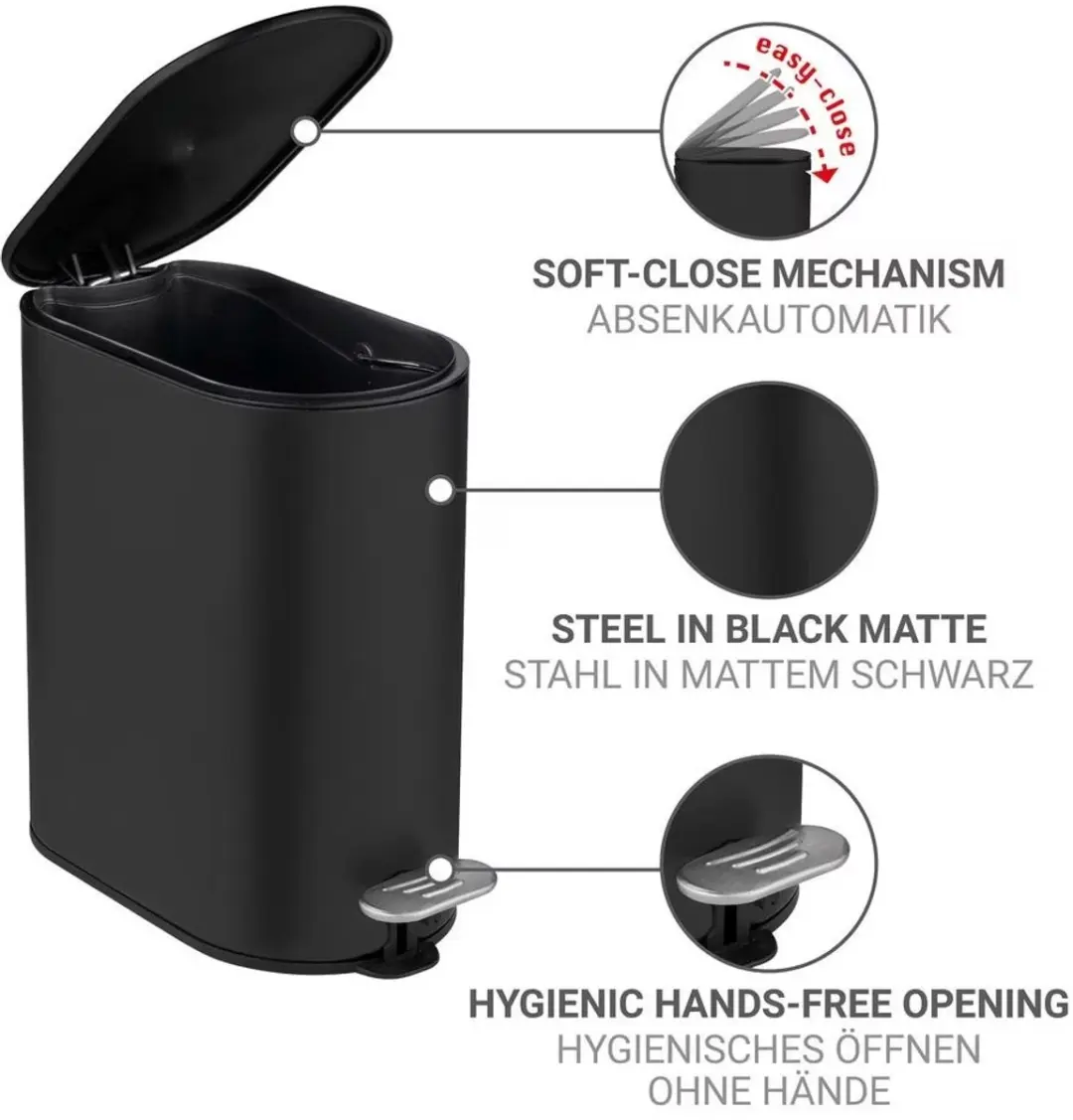 Wenko Collungo Afvalemmer 5L - Zwart