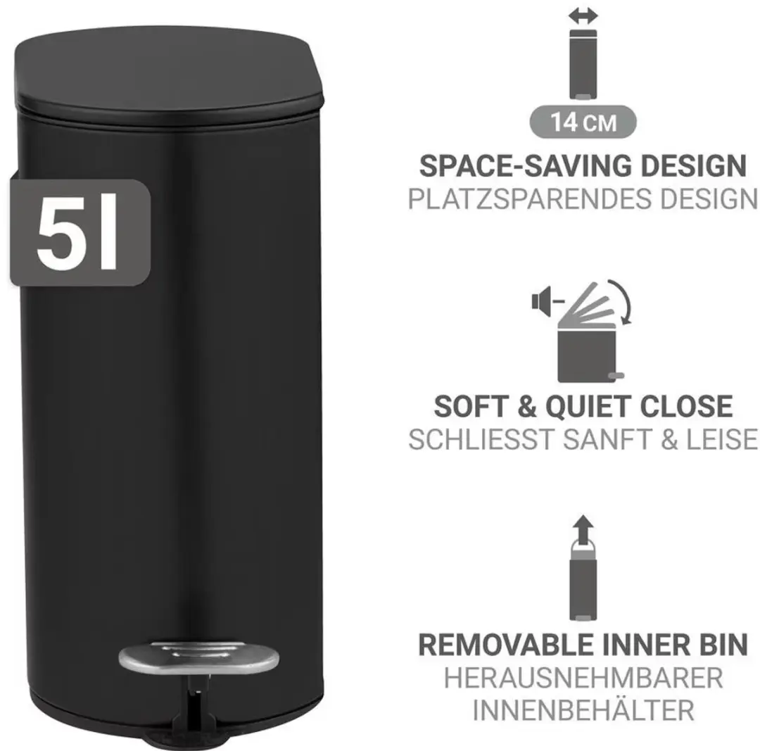 Wenko Collungo Afvalemmer 5L - Zwart