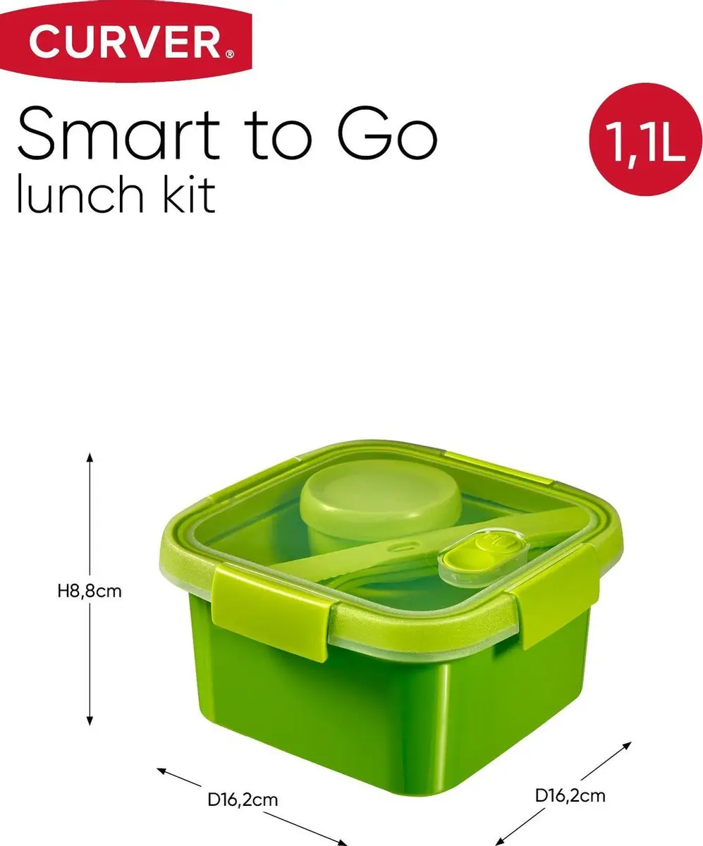 Curver Smart To Go Lunchset Groen - 1,1L + Bestek & Sauscup