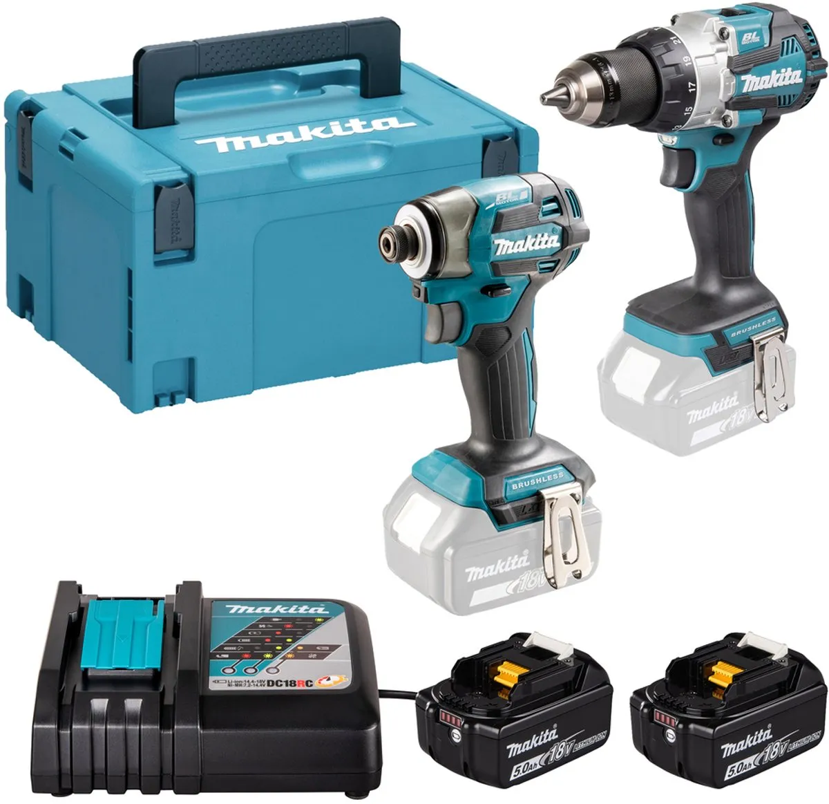 Makita DLX2528TJ Combiset 18V - 2 Accu's 5.0Ah - Klopboormachine & Slagschroevendraaier