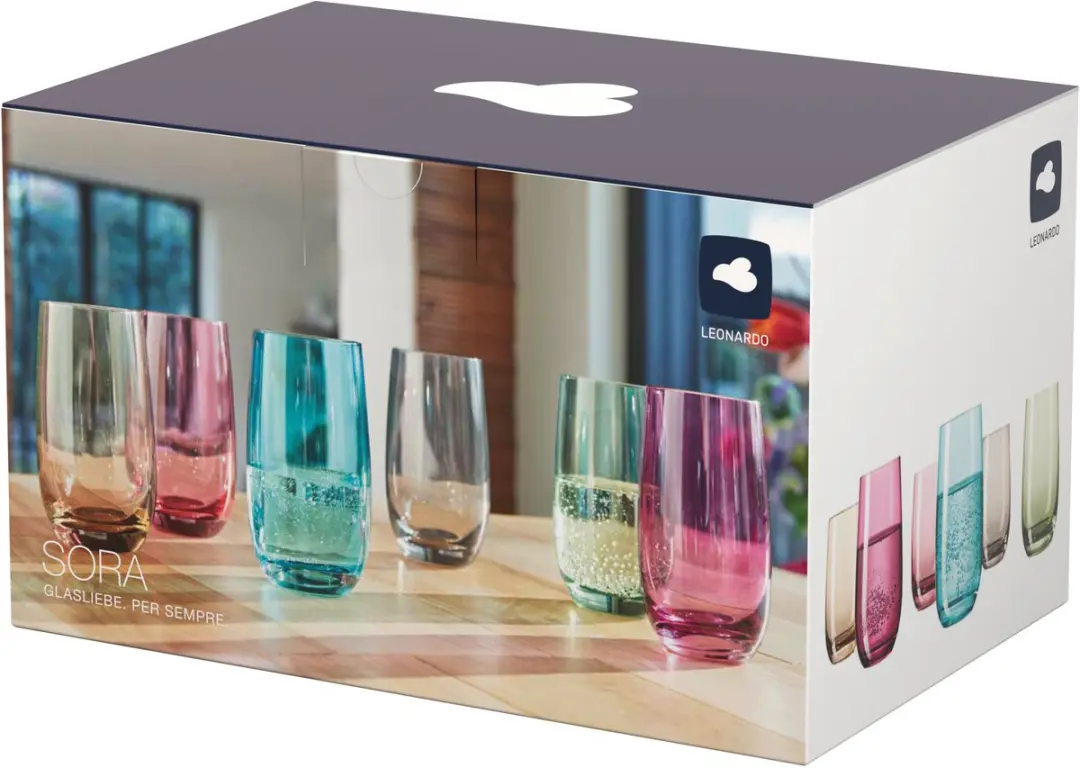 Leonardo SORA Longdrinkglas 390ml - Set van 6 - Multi