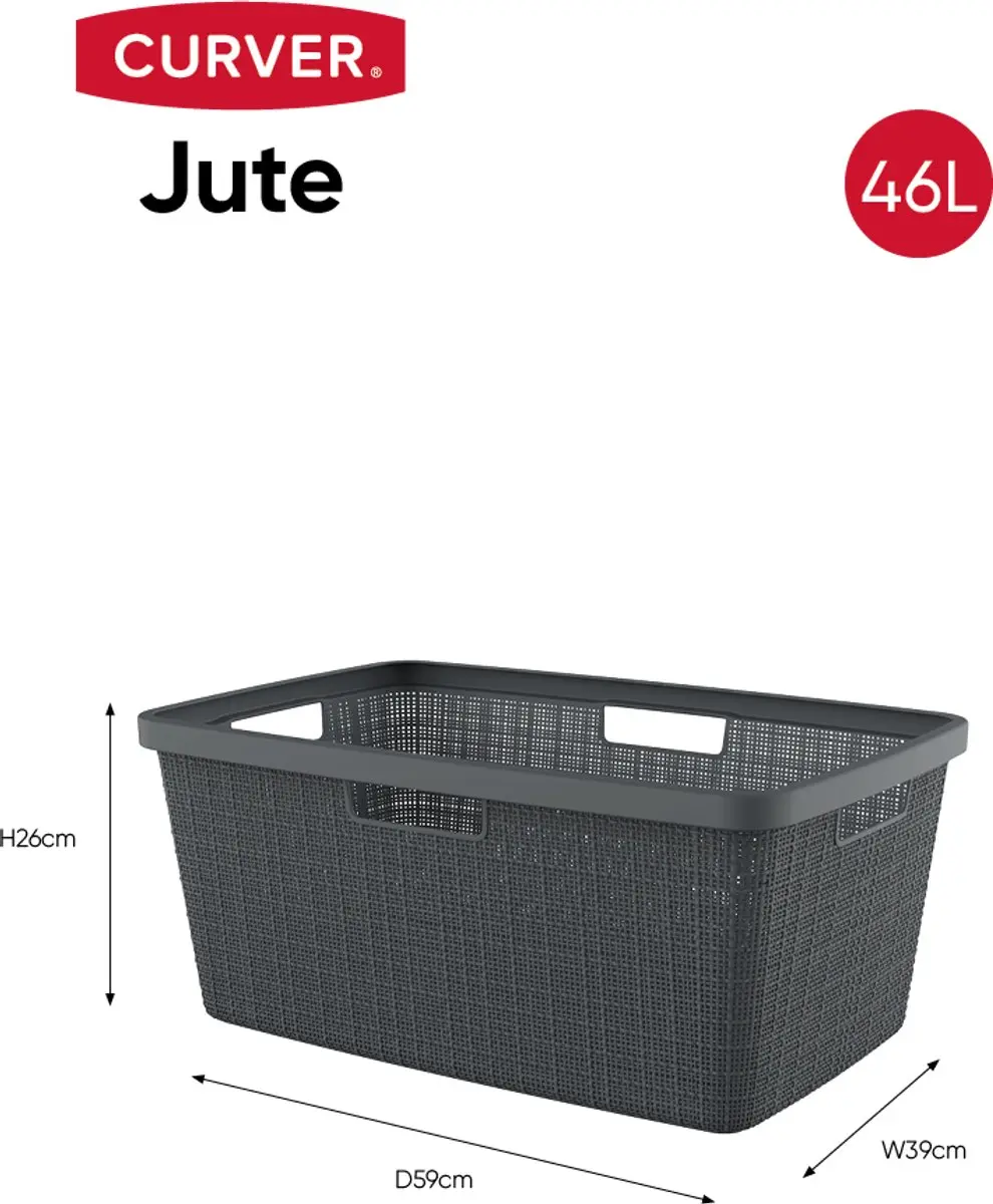Curver Jute Wasmand 46L - Donkergrijs