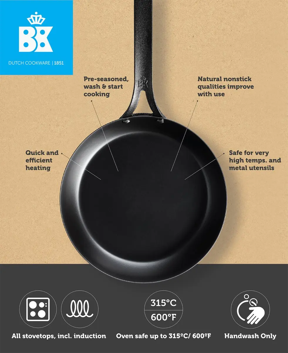 BK Black Steel Wokarang Wok - 30 cm - Zwart