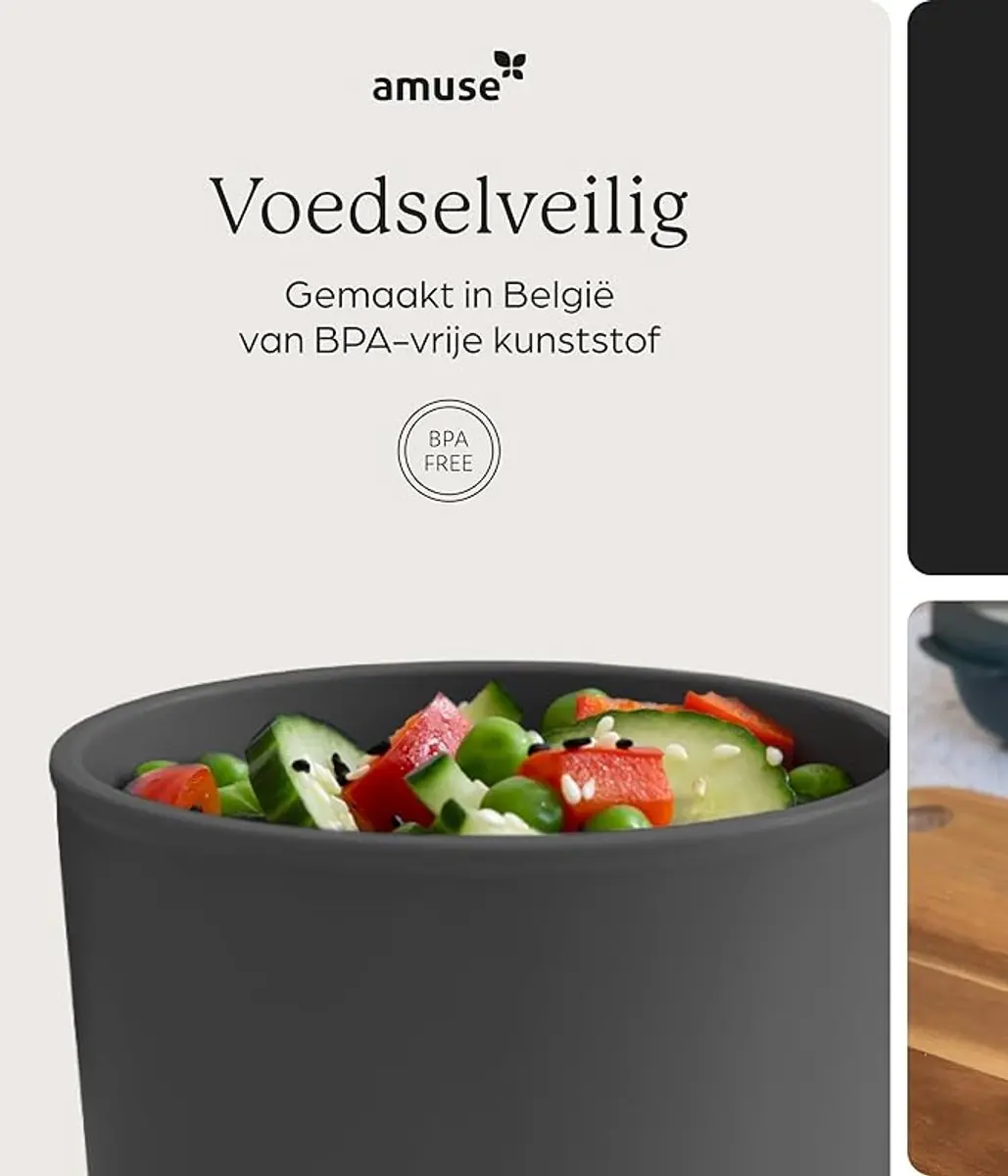 Amuse Tylla Charcoal Lunchbox 500ml - Zwart