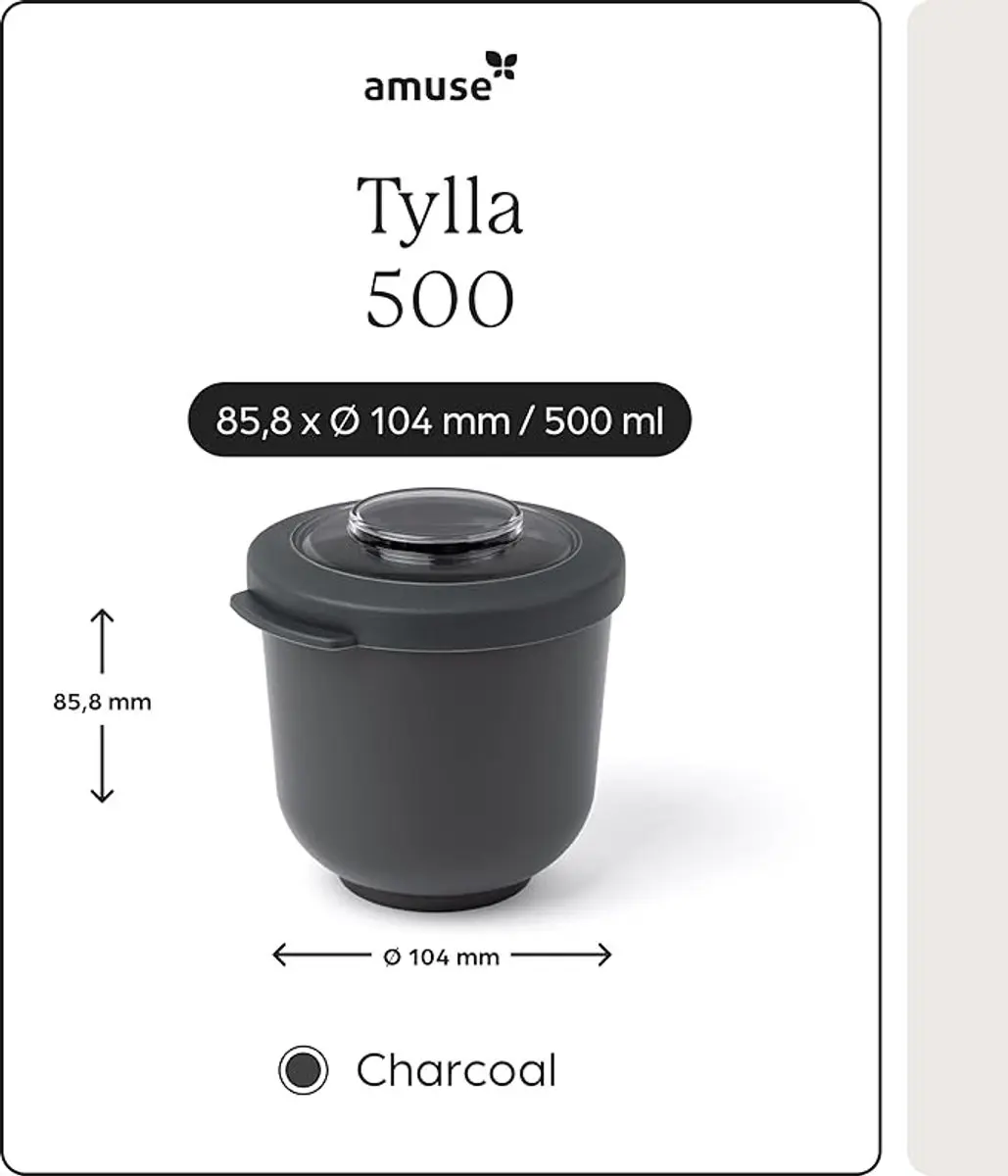 Amuse Tylla Charcoal Lunchbox 500ml - Zwart