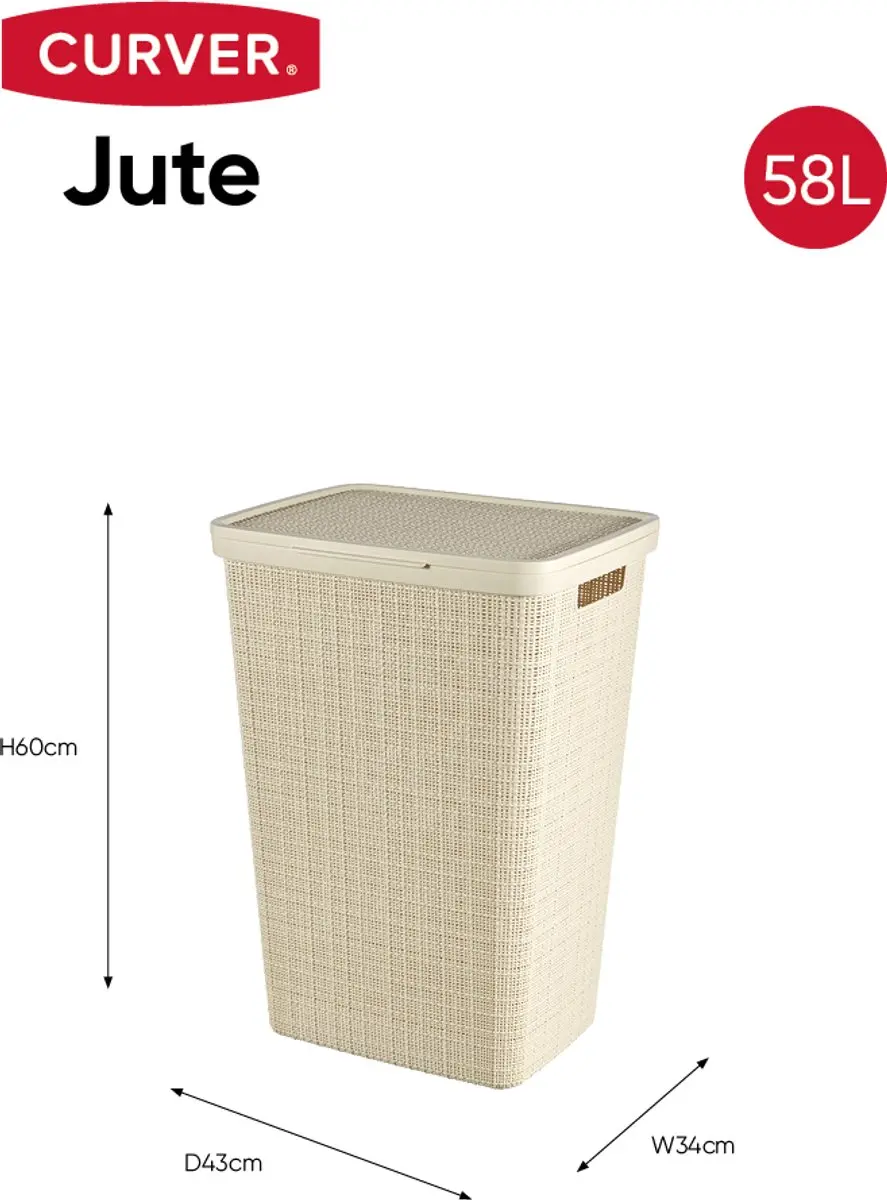 Curver Jute Wasmand 58L - 2 Stuks - Gebroken Wit