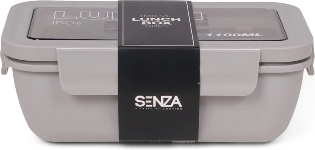 Senza Lunchbox met Bestek 1100ml - 2 Vakken - Grijs