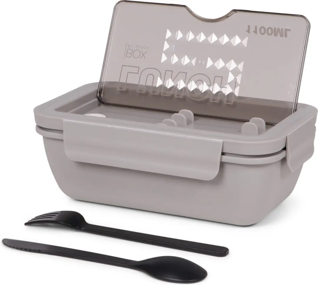 Senza Lunchbox met Bestek 1100ml - 2 Vakken - Grijs