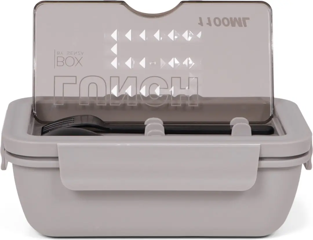 Senza Lunchbox met Bestek 1100ml - 2 Vakken - Grijs - afbeelding 6 van 6