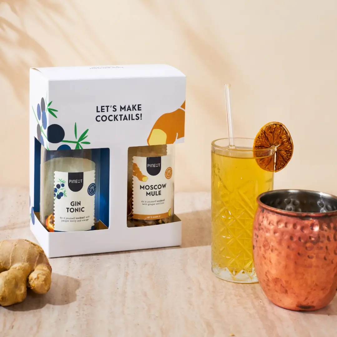 Pineut Cocktailset DIY Gin Tonic & Moscow Mule - 2 Stuks - Transparant