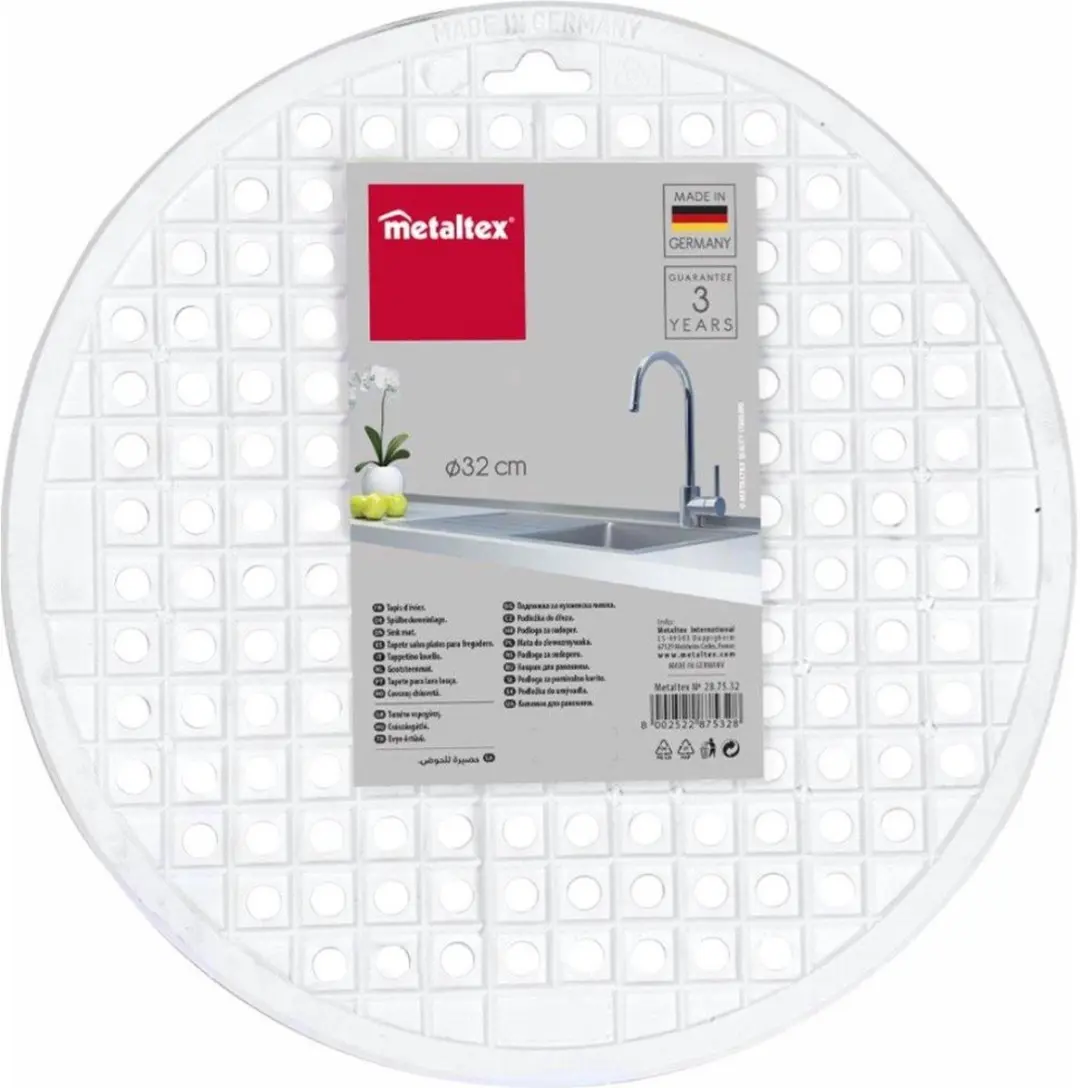 Metaltex Gootsteenmat Rond 32cm - PVC - Wit