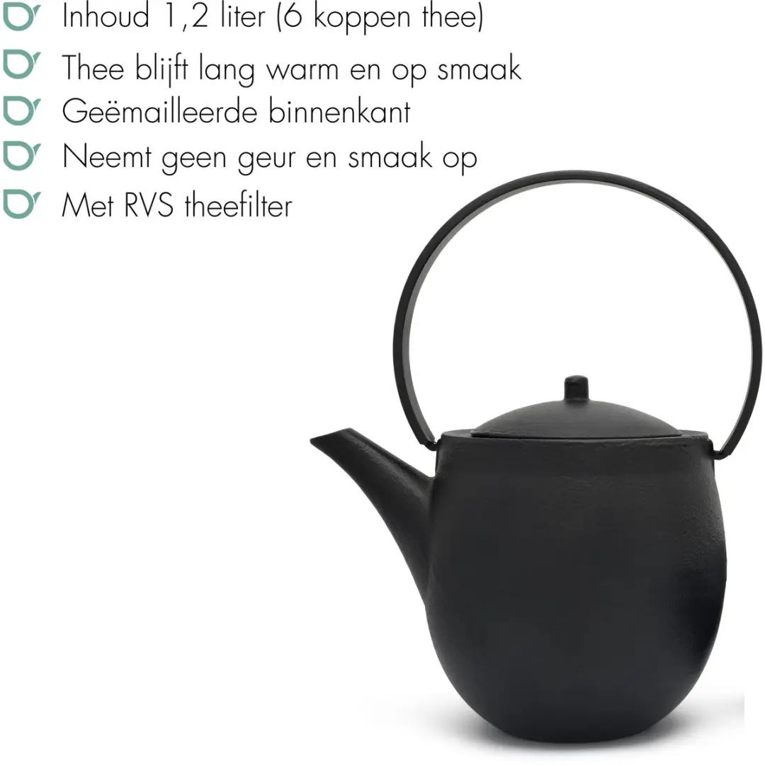Bredemeijer Theepot Sendai 1,2L Gietijzer - Zwart