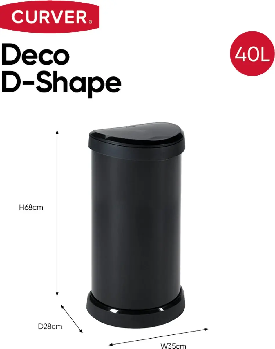 Curver Decobin Push Prullenbak 40L - Zwart