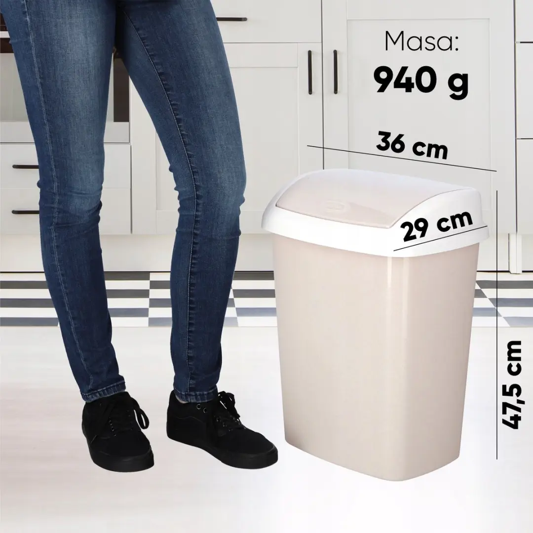 Curver Dominik Vuilnisbak 25L - Beige/Wit