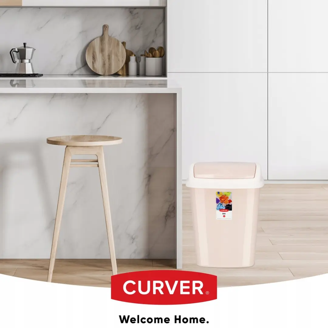 Curver Dominik Vuilnisbak 25L - Beige/Wit