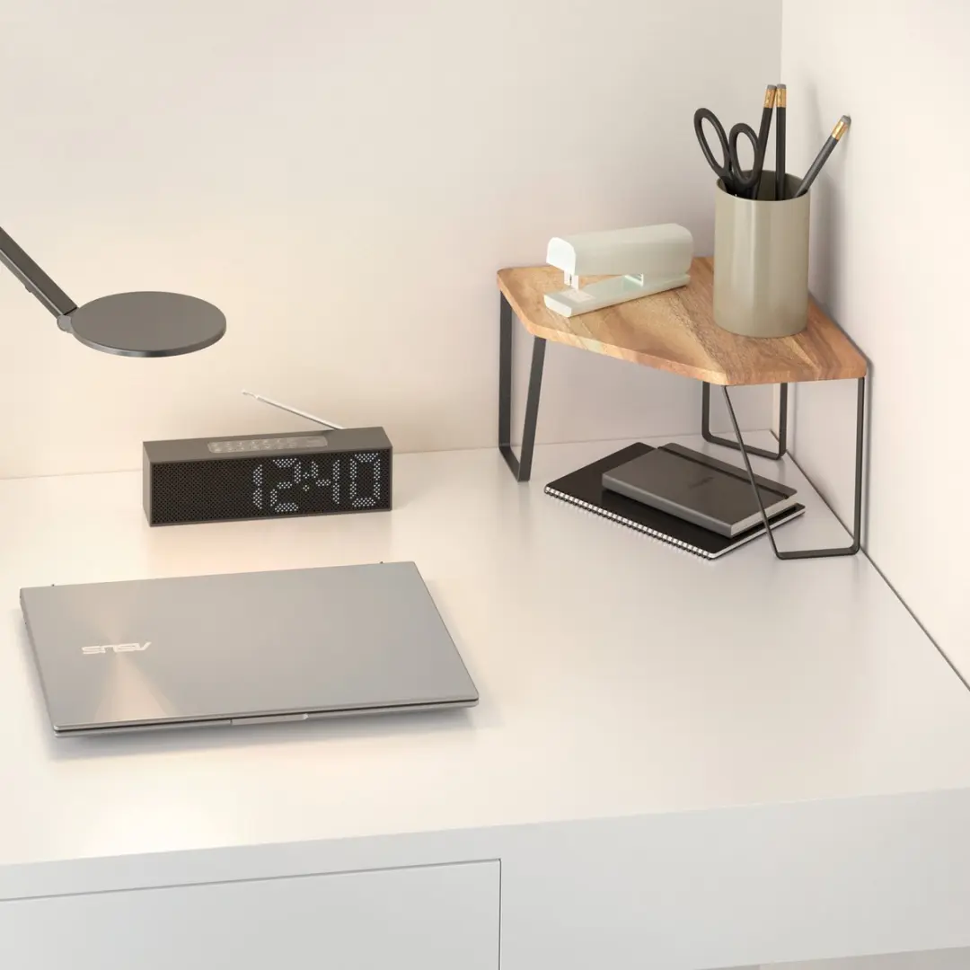 Metaltex York Lava Kruidenrek Badkamer Hoek - 25x25x16cm - Hout/Zwart