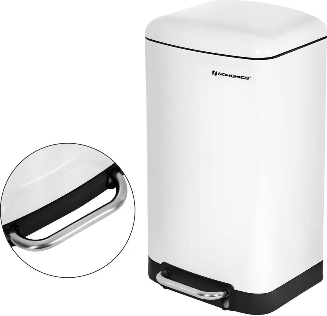 Songmics Afvalbak 30L Witte pedaalemmer