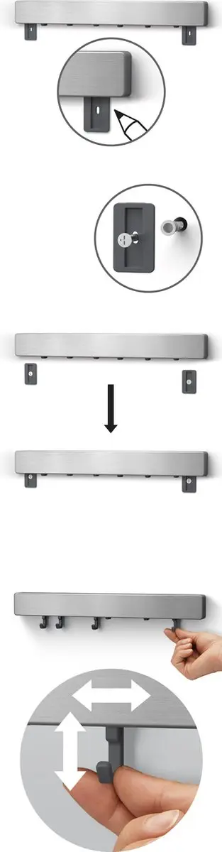 Metaltex Magnetika 258195 Magnetische Messenhouder - 39cm - Zilvergrijs