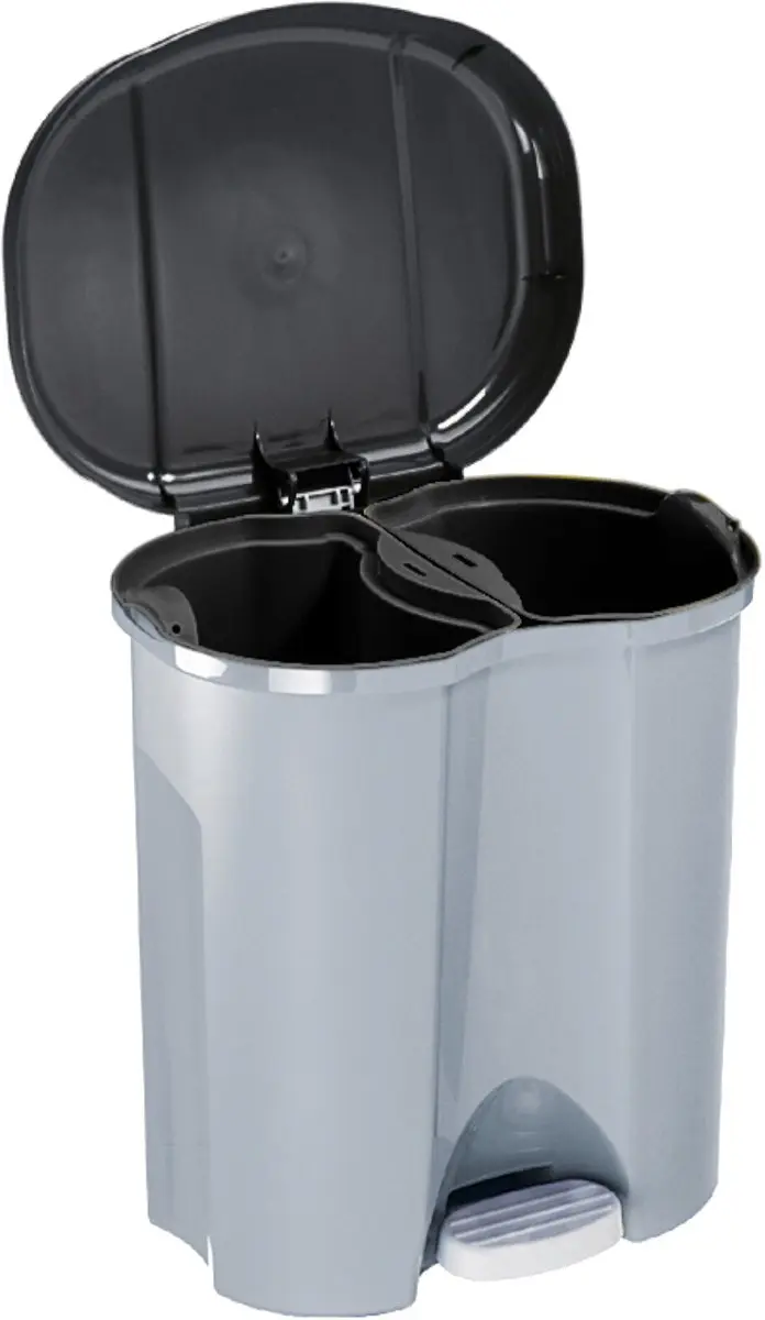 Rotho Duo Afvalscheider 2x10L - Zilver - BPA-vrij