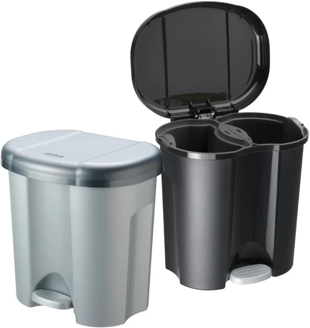 Rotho Duo Afvalscheider 2x10L - Zilver - BPA-vrij
