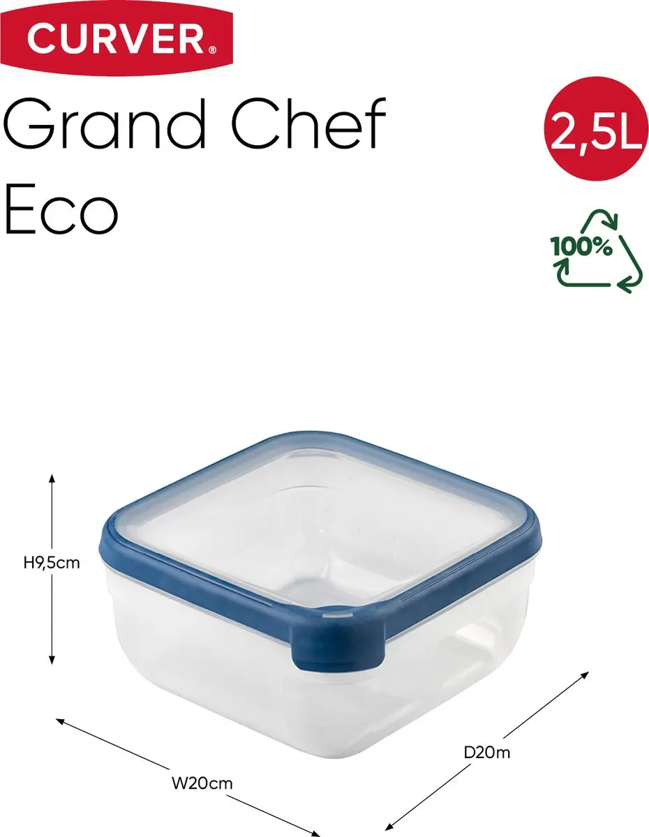 Curver Grand Chef Eco Vershouddoos 2,5L - Transparant/Blauw