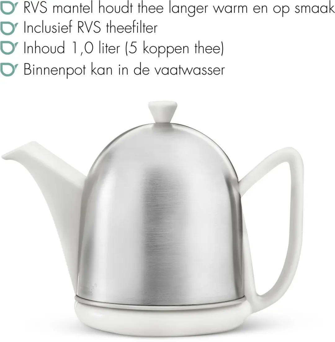 Bredemeijer Cosy Manto Theepot 1L - Dubbelwandig - Wit
