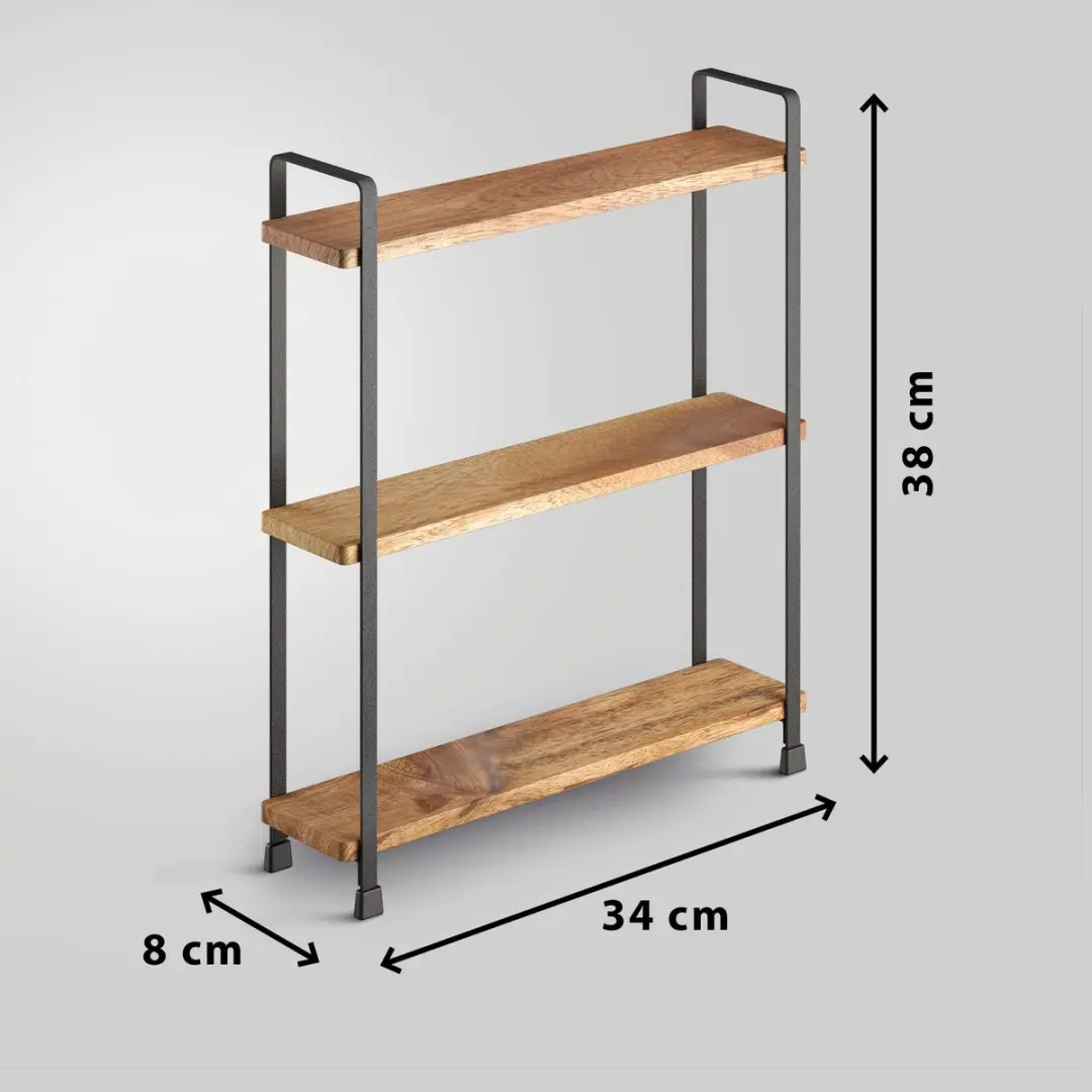 Metaltex York Lava Kruidenrek 3-delig - 34x38cm - Zwart/Hout