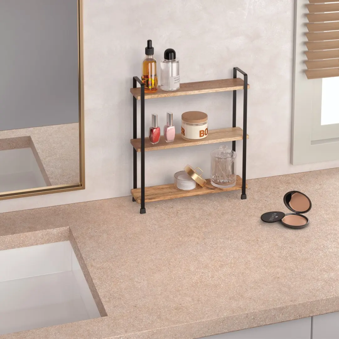 Metaltex York Lava Kruidenrek 3-delig - 34x38cm - Zwart/Hout