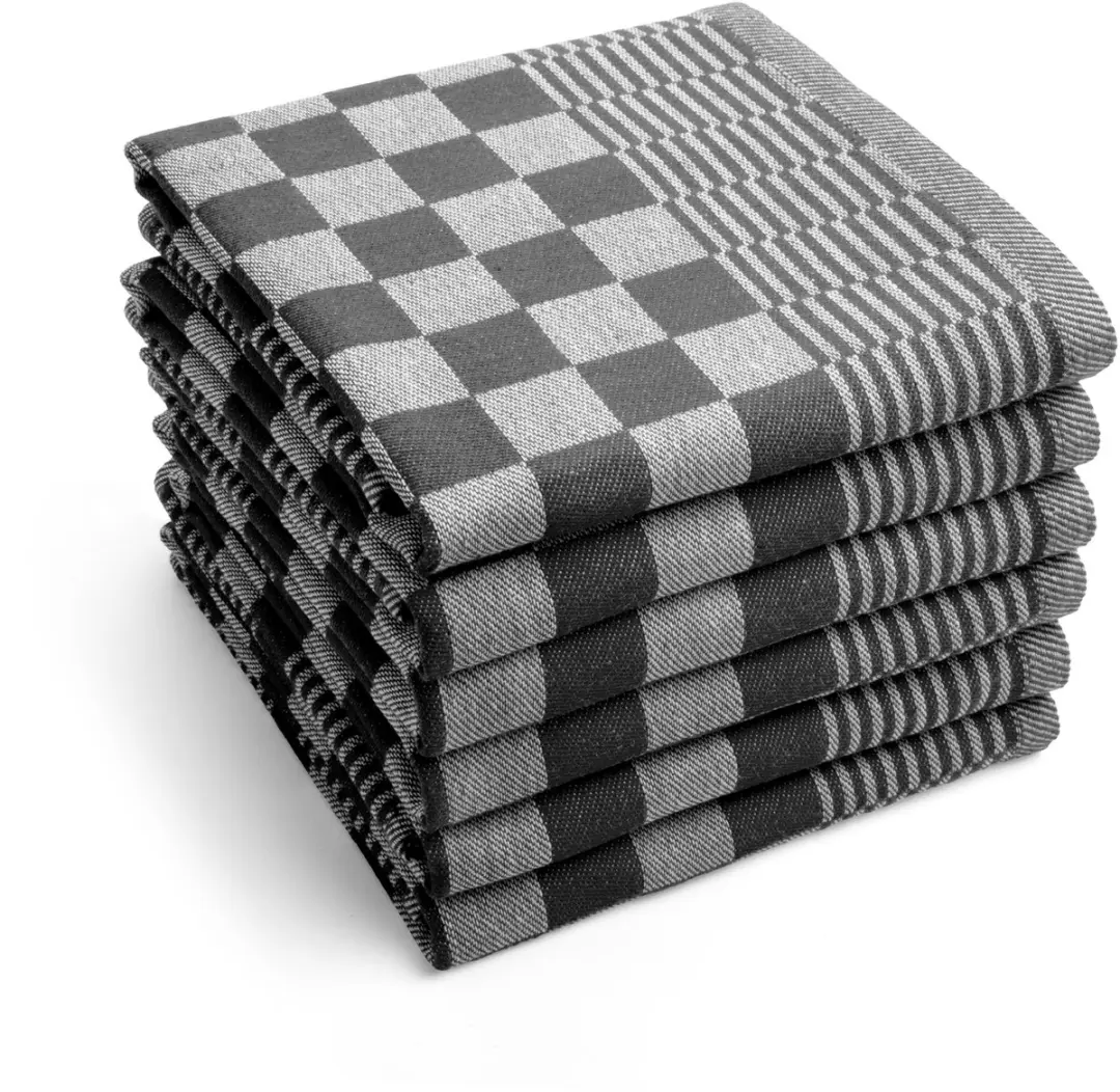 BYRKLUND Theedoek Clean & Tidy Zwart - 12 Stuks 100% Katoen 50x70cm
