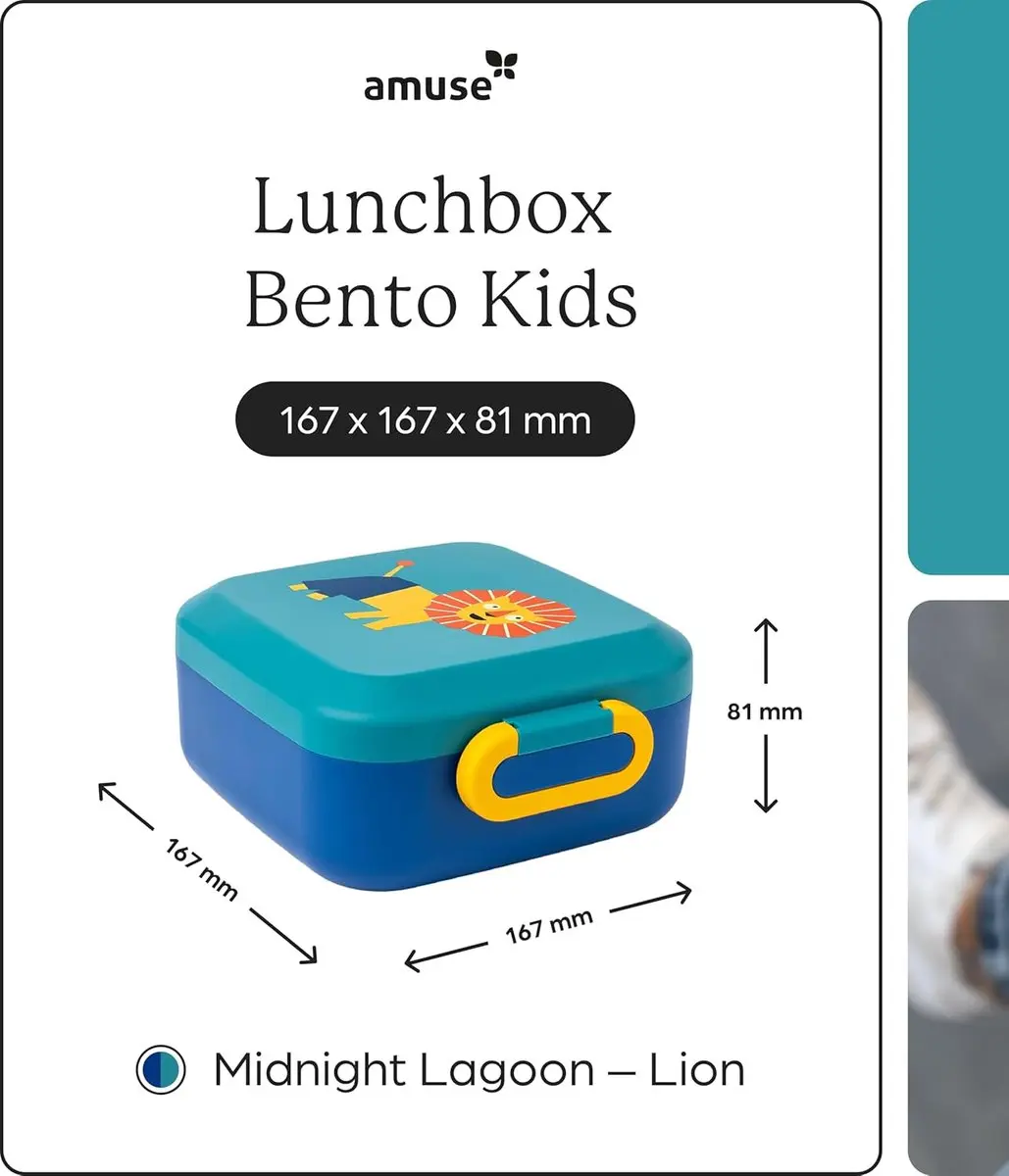 Amuse Rikko Kids Lion Bento Lunchbox - 550ml + 2x185ml - 3 Compartimenten