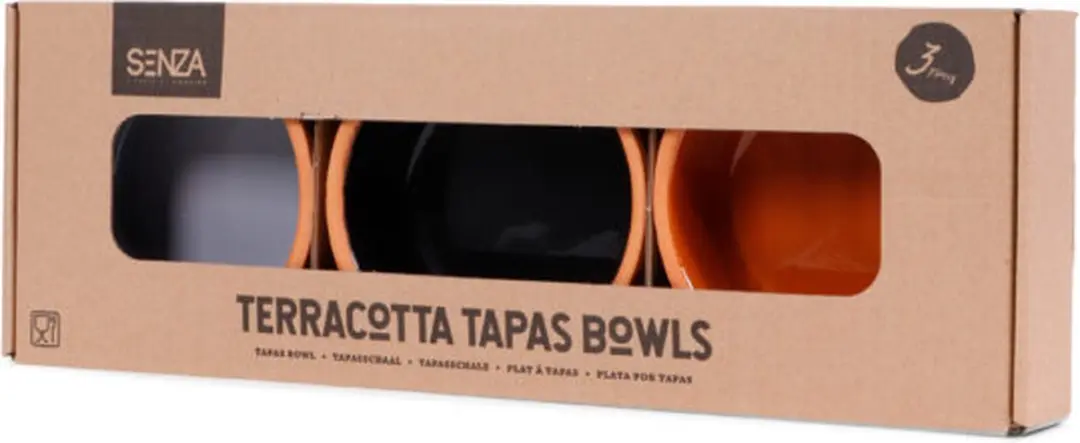 SENZA Terracotta Tapas Grijs/Zwart/Oranje - 3 Stuks