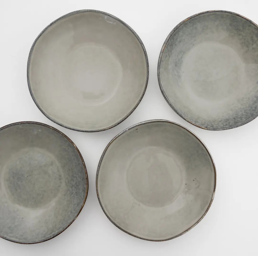 Dutch Rose Organic Diepe Bordenset 4 Stuks - Ø23,5cm - Stoneware