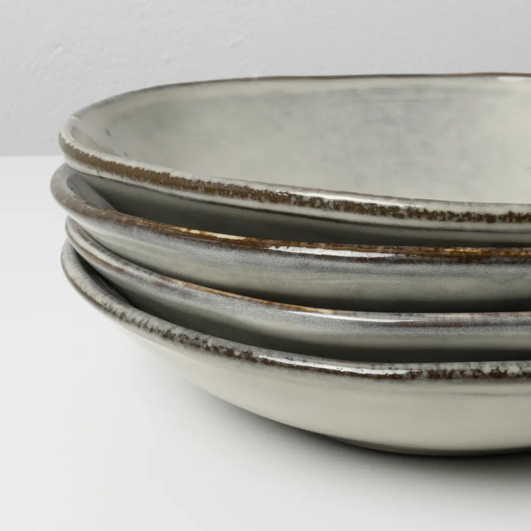 Dutch Rose Organic Diepe Bordenset 4 Stuks - Ø23,5cm - Stoneware