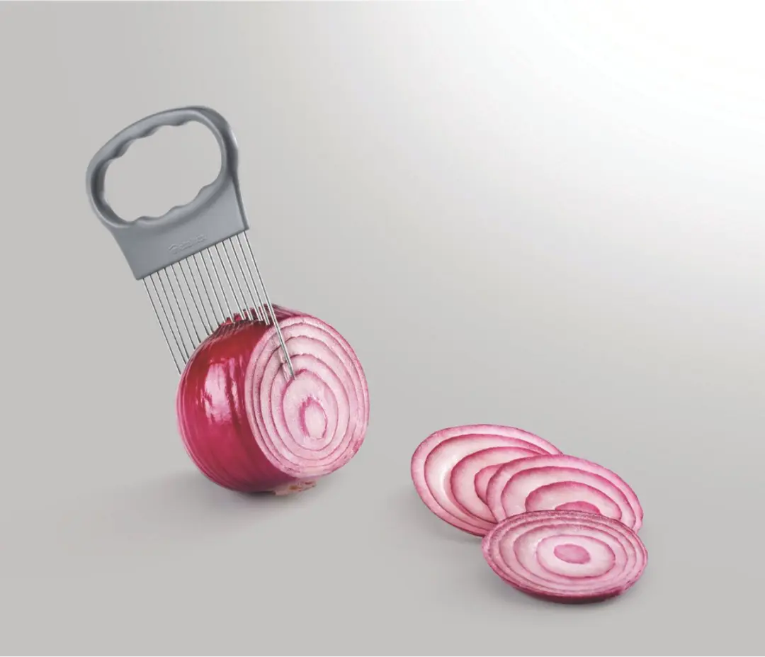 Metaltex Uiensnijder - Snijhulp voor uien - Zilver