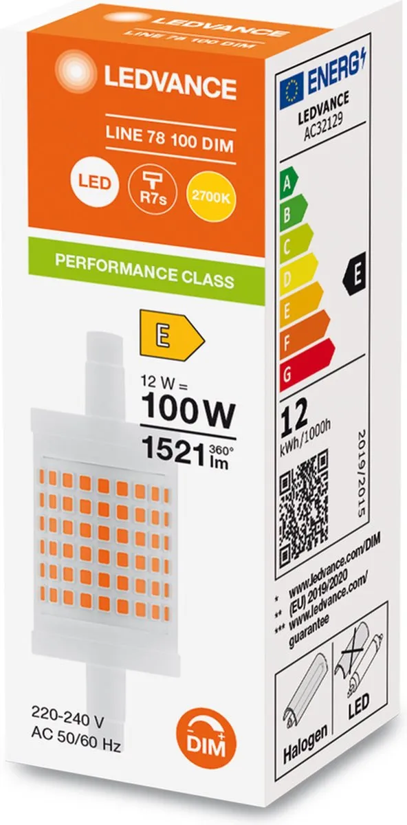 LEDVANCE Performance R7s 12W 1521lm Warm Wit - Dimbaar